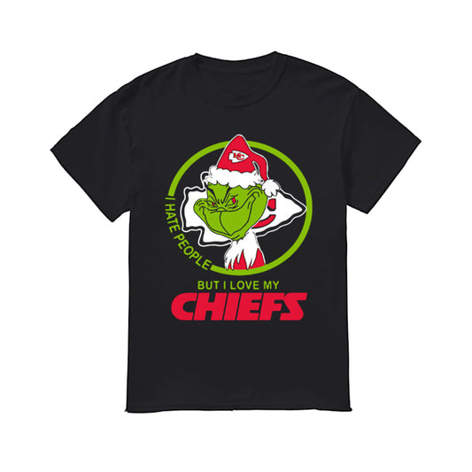 Kansas City Chiefs NFL Christmas Grinch Santa I Hate People But I Love My Chiefs shirt