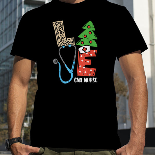 Love Stethoscope Snowflake CNA Nurse Christmas Scrub Xmas T Shirt B0BM9S8PND