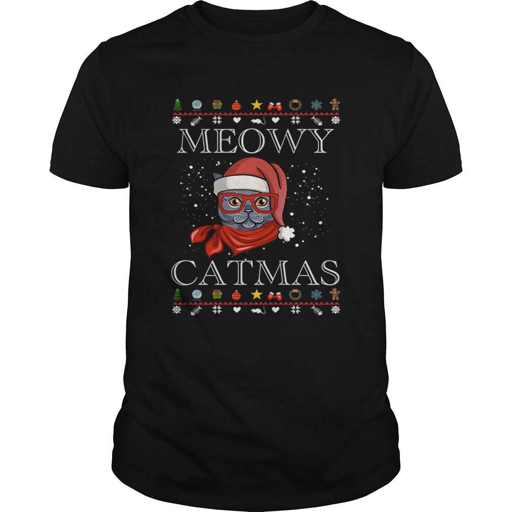 Meowy Happy Christmas Cat Lover Gift TShirt