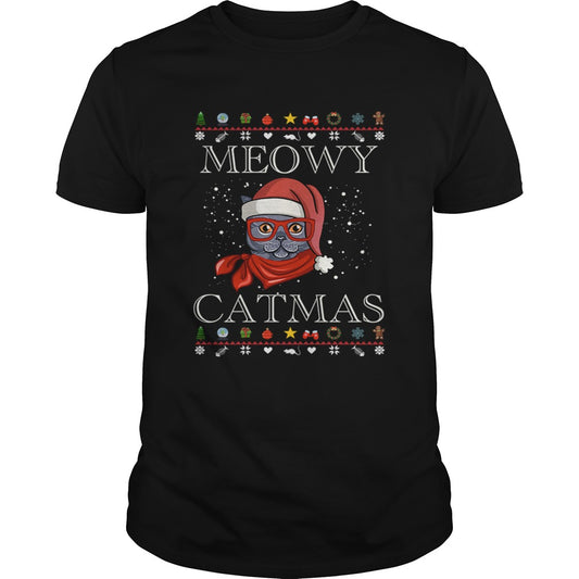 Meowy Happy Christmas Cat Lover Gift TShirt