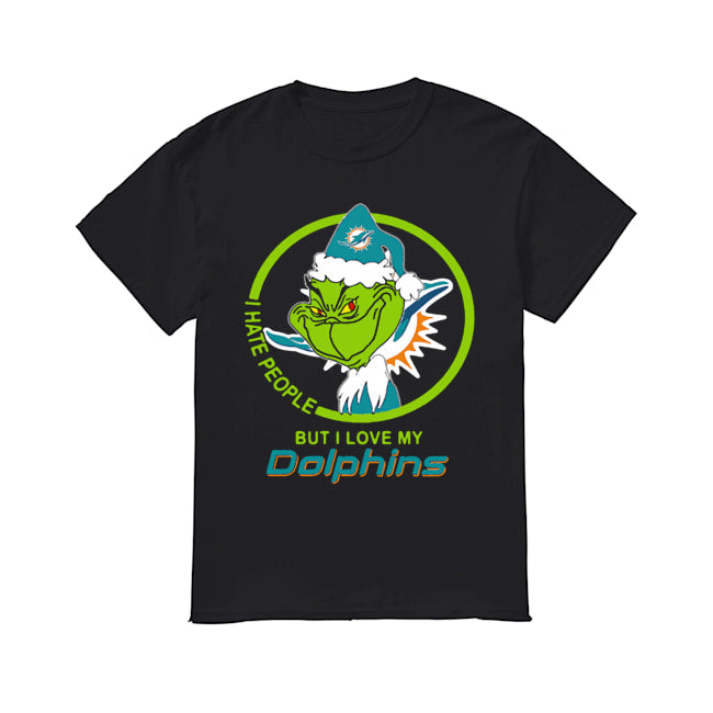 Miami Dolphins NFL Christmas Grinch Santa I Hate People But I Love My Dolphins shirt