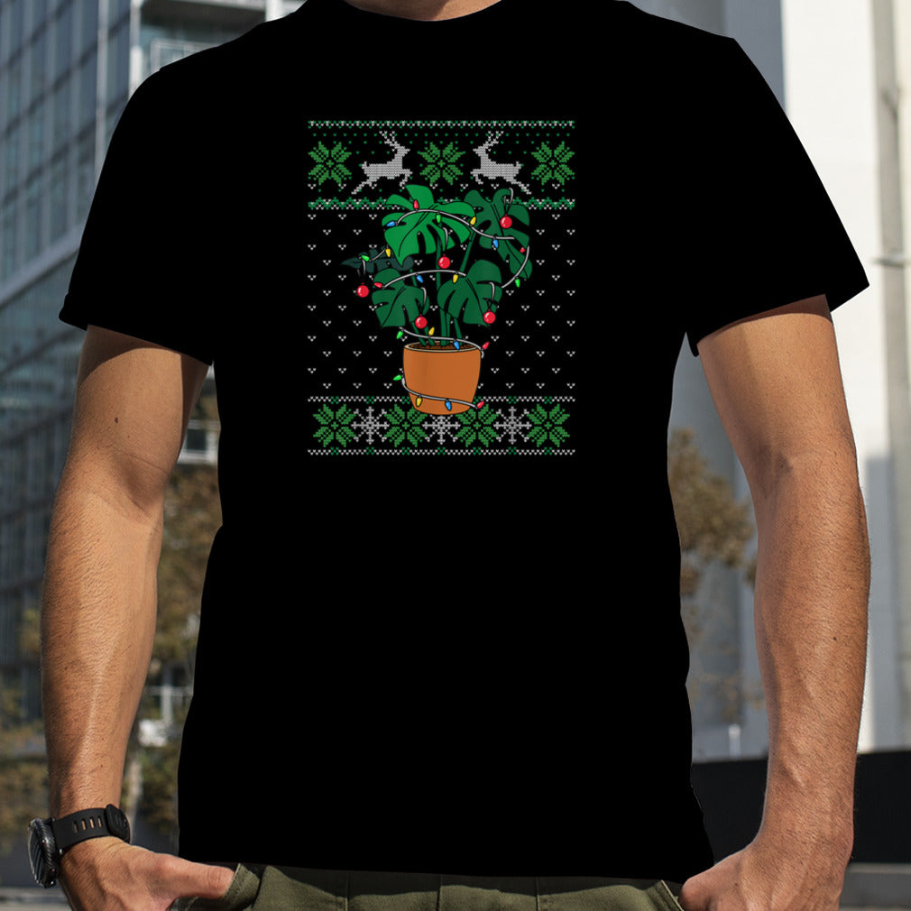 Monstera Ugly Christmas Style Plants T Shirt B0BMB3FFTQ