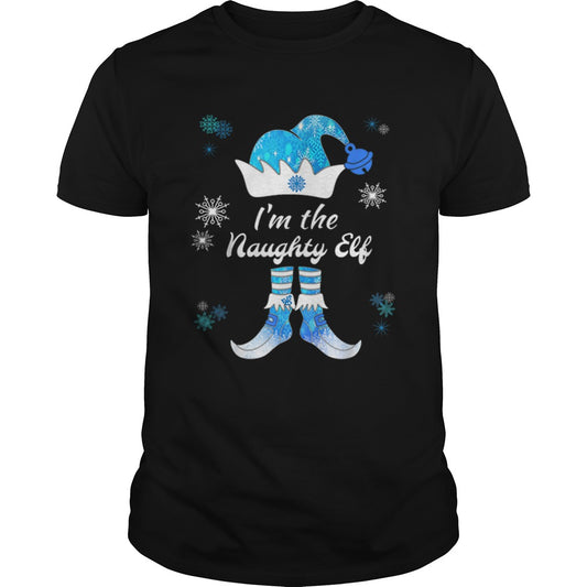 Nice I Am The Naughty Elf Matching Family Group Christmas Blue shirt