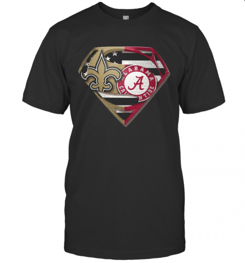 Orleans Saints And Alabama Crimson Superman T Shirt