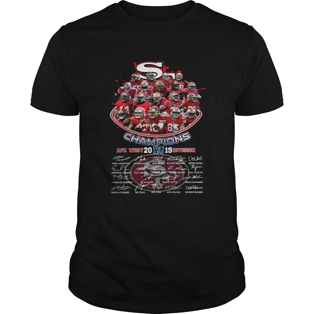 San Francisco 49ers Champions Afc West 2019 Division Players Signatures shirt