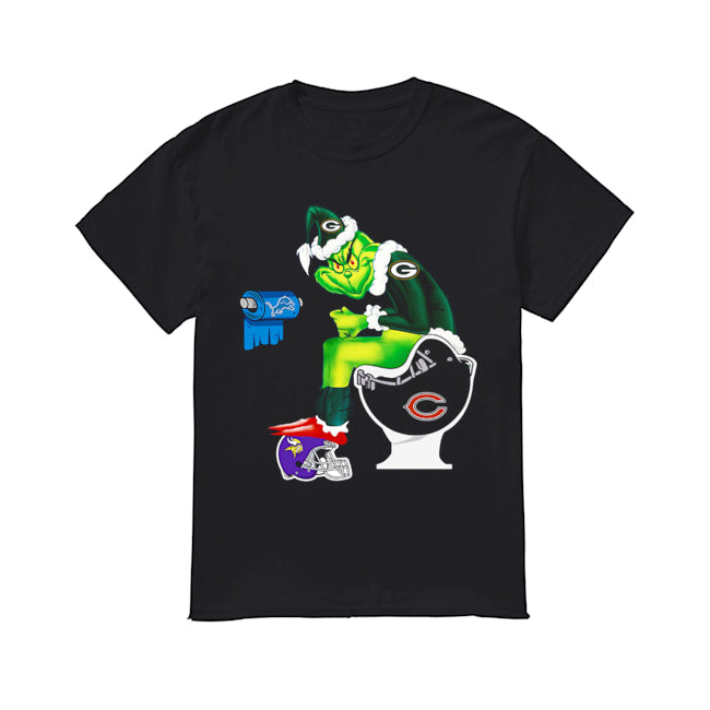 Santa Grinch Green Bay Packers Chicago Bears Detroit Lions Minnesota Vikings toilet shirt
