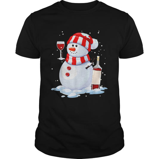 Snowman Drinking Wine Christmas shirt