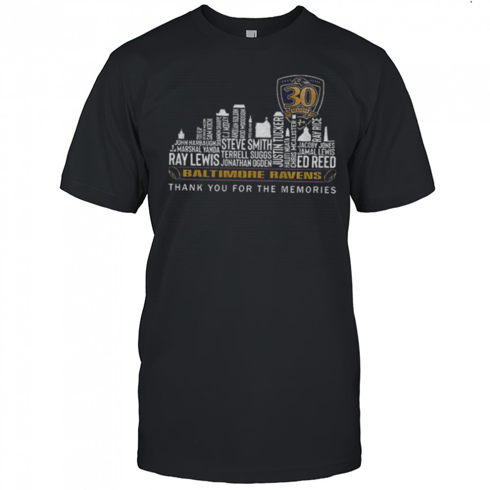 Baltimore Ravens City Skyline 30 Seasons Thank You For The Memories shirt
