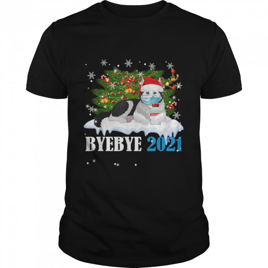 Bye Bye 2021 Alaska Malamute Wear Mask Christmas Tree T Shirt B09JZZMZ3Y