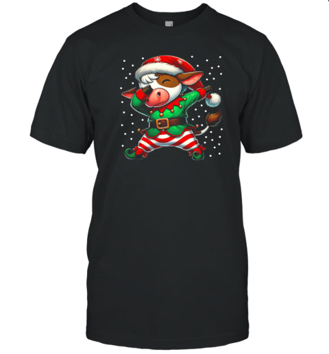 Christmas Cow Elf Funny Cow Lover Farmer T Shirt