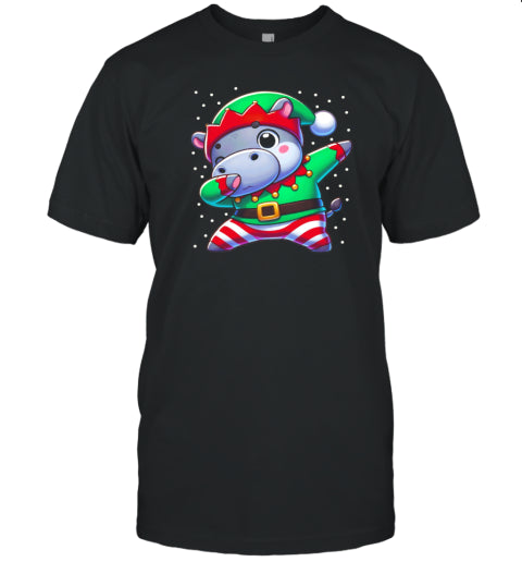 Christmas Hippo Elf Funny Hippo Lover T Shirt