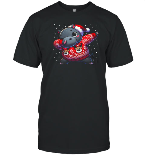 Christmas Hippo Lover Funny Hippo Ugly Christmas T Shirt