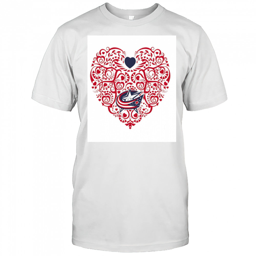 Columbus Blue Jackets Floral Pattern Heart logo shirt