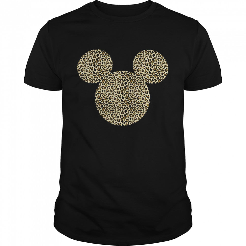 Disney Mickey Mouse Cheetah Print Silhouette Fill T Shirt