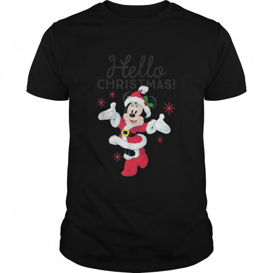 Disney Santa Minnie Mouse Hello Christmas Holiday T Shirt
