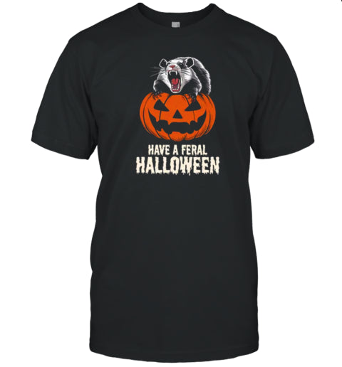 Feral Animal on Jack o' Lantern Spooky Halloween Art by Designed By Marty T Shirt
