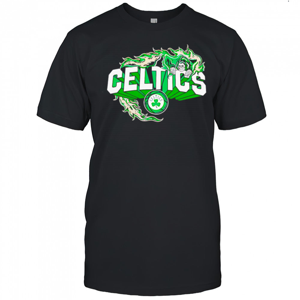 Flaming Grim Reaper Boston Celtics logo shirt