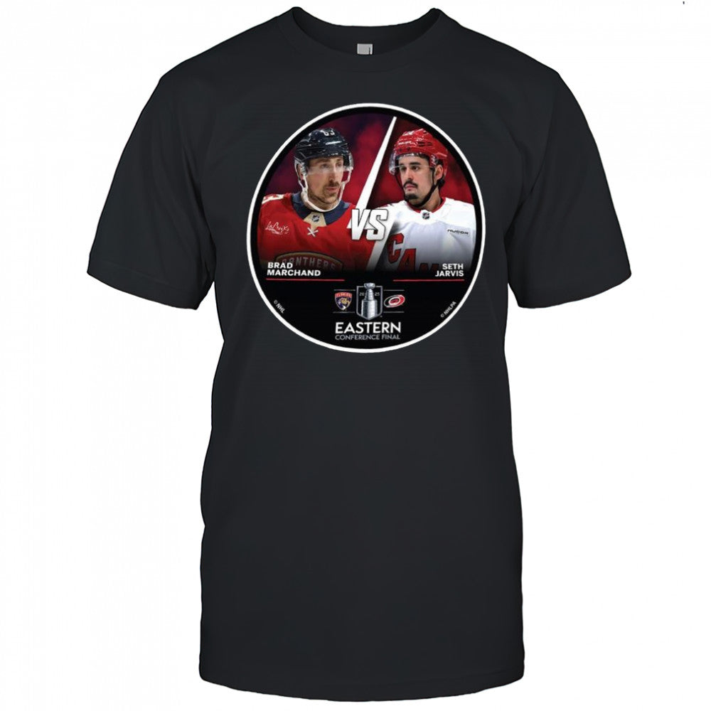 Florida Panthers Brad Marchans vs. Carolina Hurricanes Seth Jarvis 2025 Eastern Conference Final Shirt