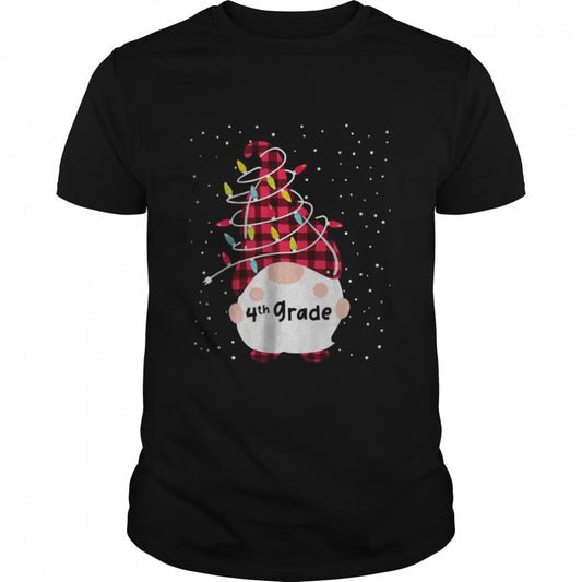 Fourth Grade Gnome Matching Family Christmas Lights Pajama T Shirt