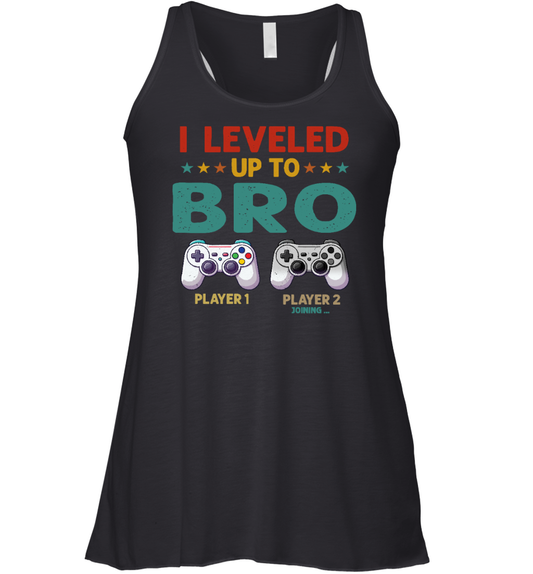 Gender Reveal I Leveled Up To Bro Video Game Lover Father Days Racerback Tank