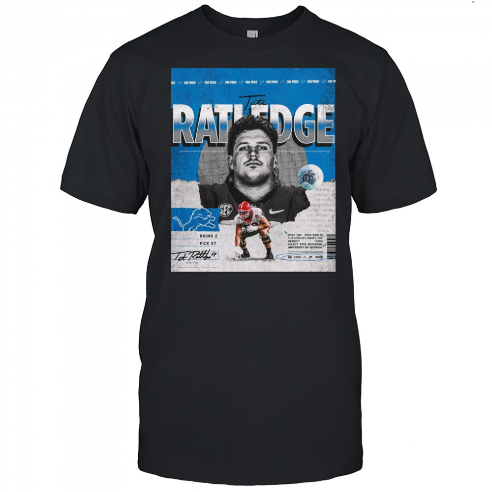 Georgia Bulldogs football Tate Ratledge Lions With The 57th Pick In The 2025 NFL Draft Signature Poster t shirt