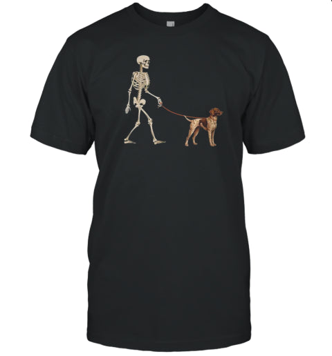 German Shorthaired Pointer Skeleton Walking Halloween T Shirt