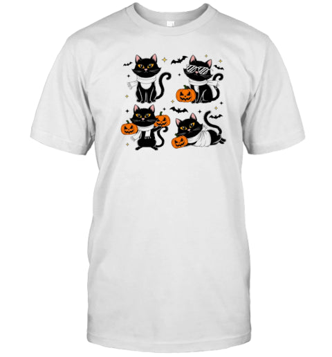 Ghost Black Cat Pumpkin Halloween T Shirt