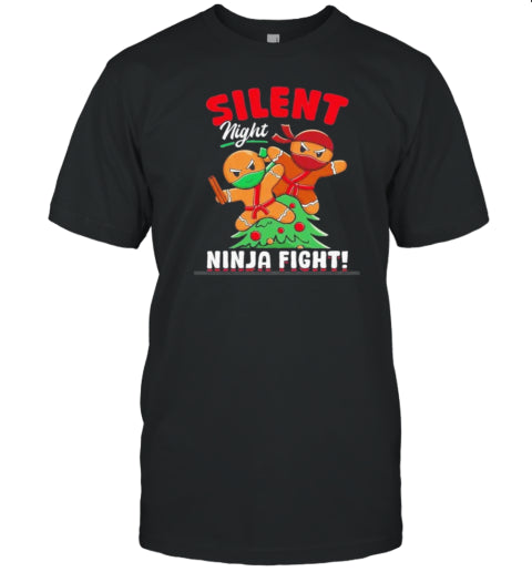 Gingerbread Silent Night Ninja Fight Christmas T Shirt