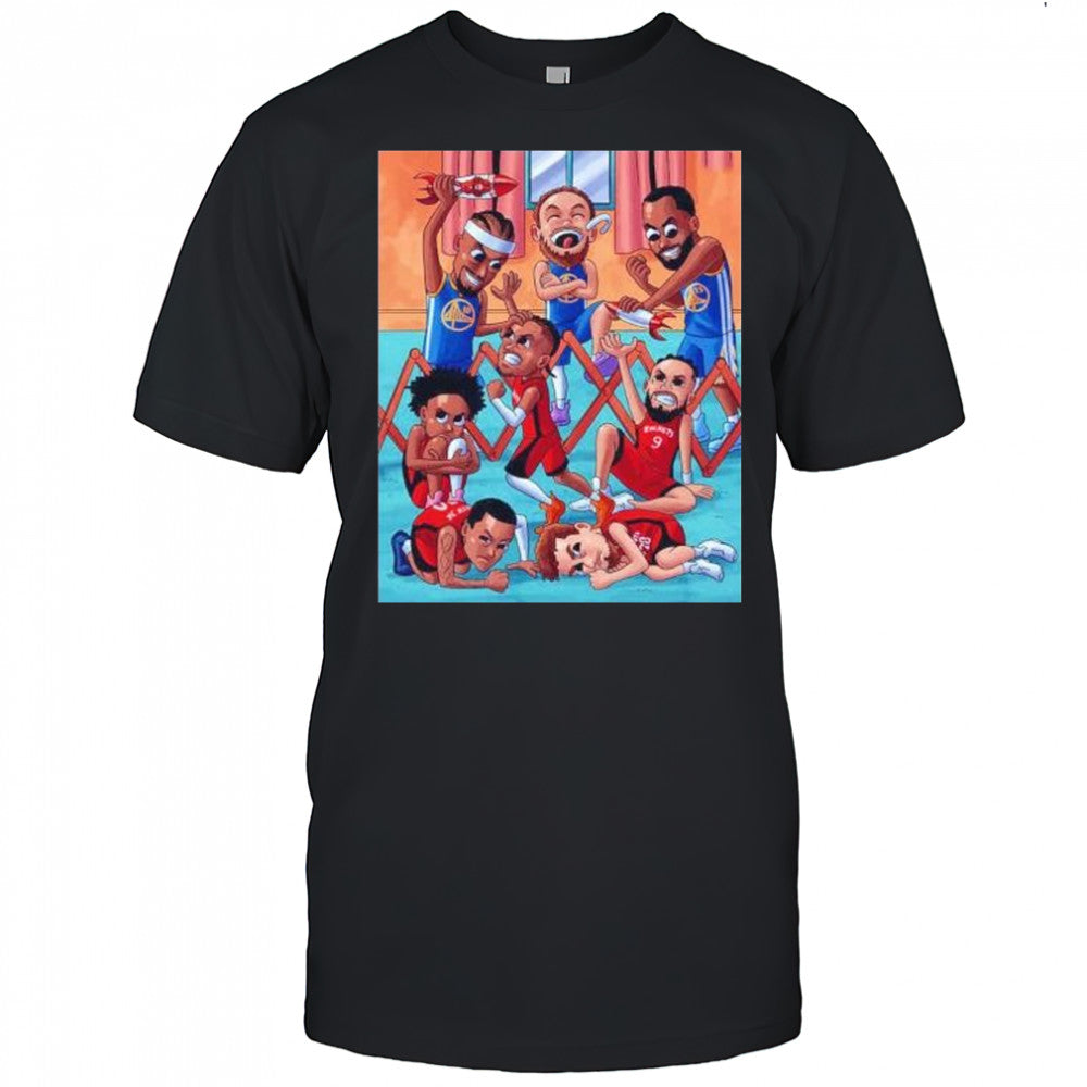 Golden State Warriors victory Houston Rockets 2025 NBA Playoffs cartoon shirt