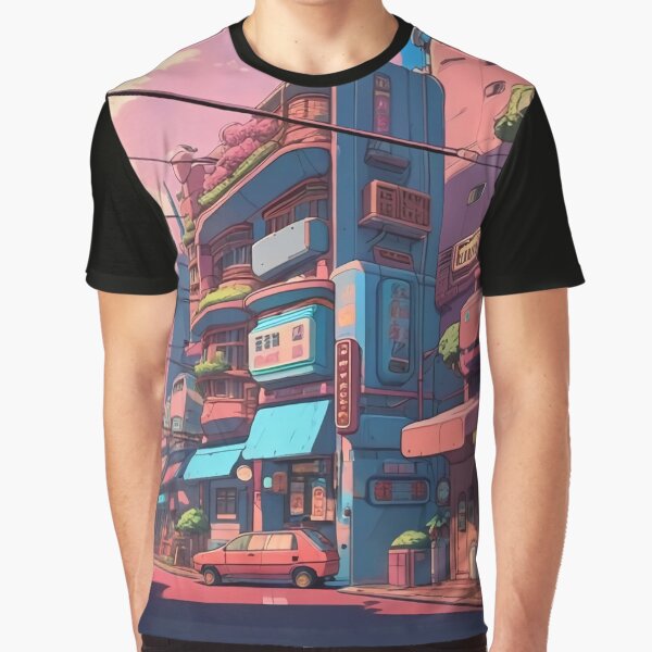 "Future City Street Corner 80s Lofi Art" Graphic T-Shirt for Sale by DreamCraze
