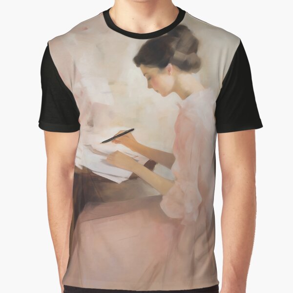 Coquette aesthetic vintage painting of a writer woman Graphic T-Shirt for Sale by CoquetteArt