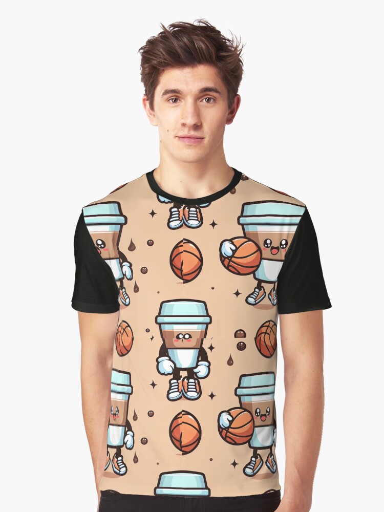 Basketball Playing Coffee Mascot Graphic T-shirt | Premium Basketball Jersey | Fan Edition Apparel