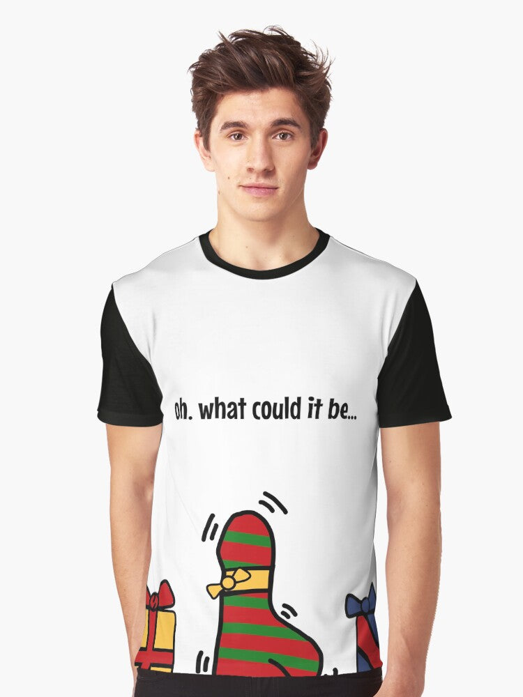 dildo wrapped gift funny inappropriate christmas card Graphic TShirt T-Shirt | Top Trending Graphic | Trending Festive Apparel