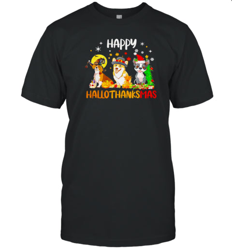 Hallothanksmas Halloween Thanksgiving Christmas Dog Lovers T Shirt