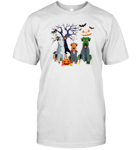 Halloween Airedale Terrier Dog Witch Scary Costume T Shirt