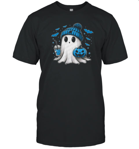 Halloween Carolina Panthers NFL Football Fan Ghost With Pumpkin T Shirt