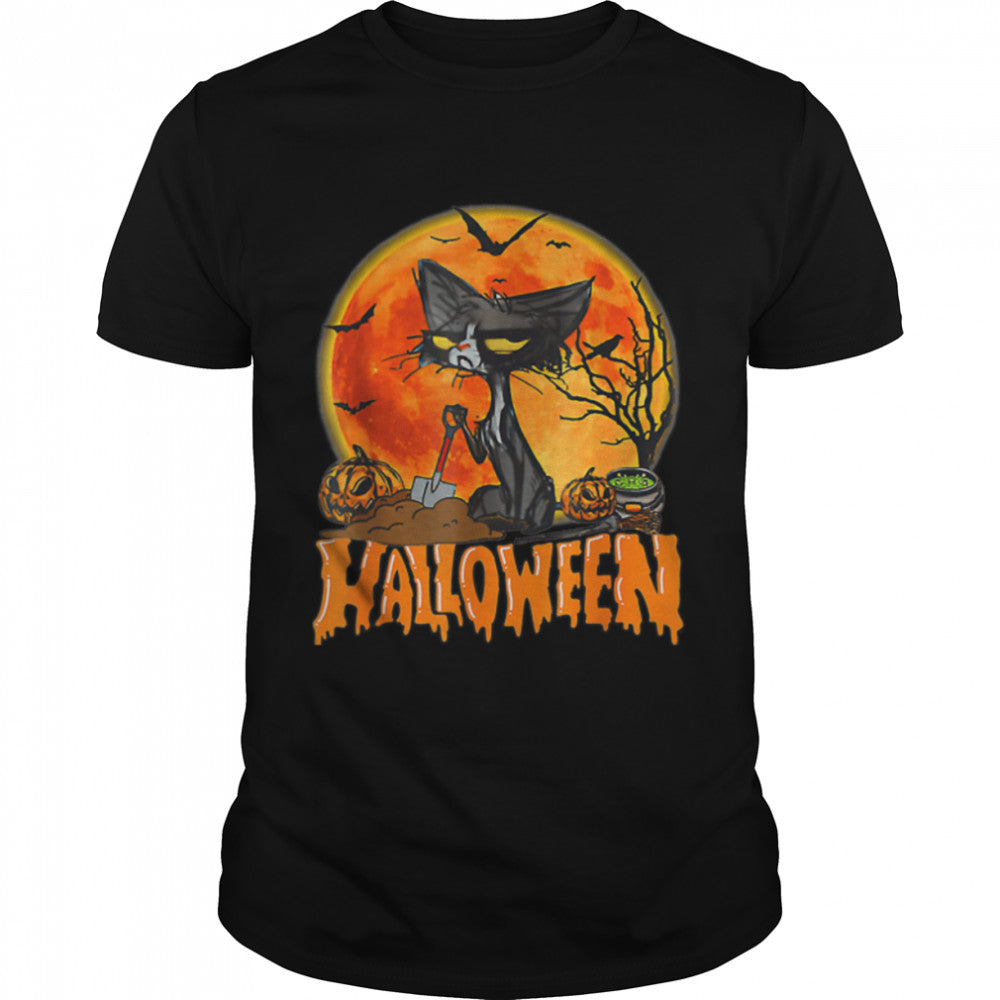 Halloween Cat Ghost Lover Shirt, Black Cat Spooky Season T Shirt B0BBH89PNQ