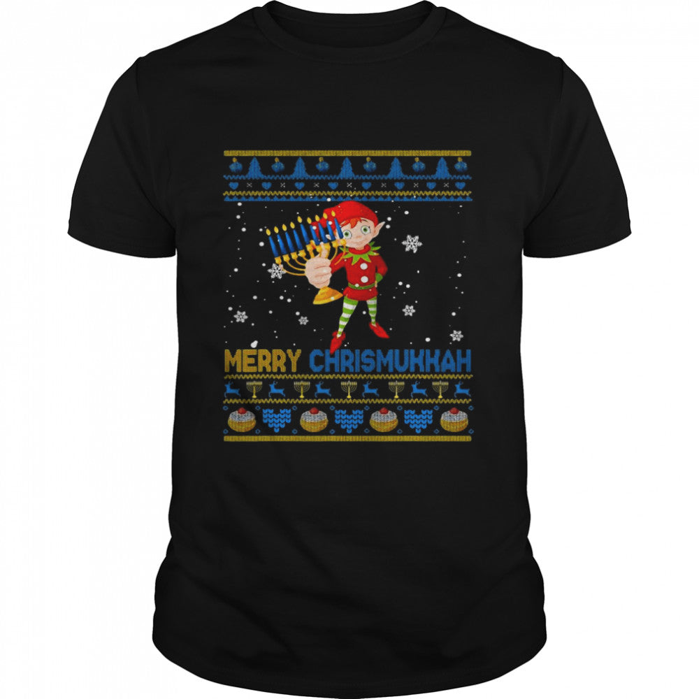 Happy Chrismukkah Christmas Hanukkah Elf Menorah Sweater Shirt