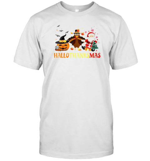 Happy Hallothanksmas Halloween Thanksgiving Christmas T Shirt