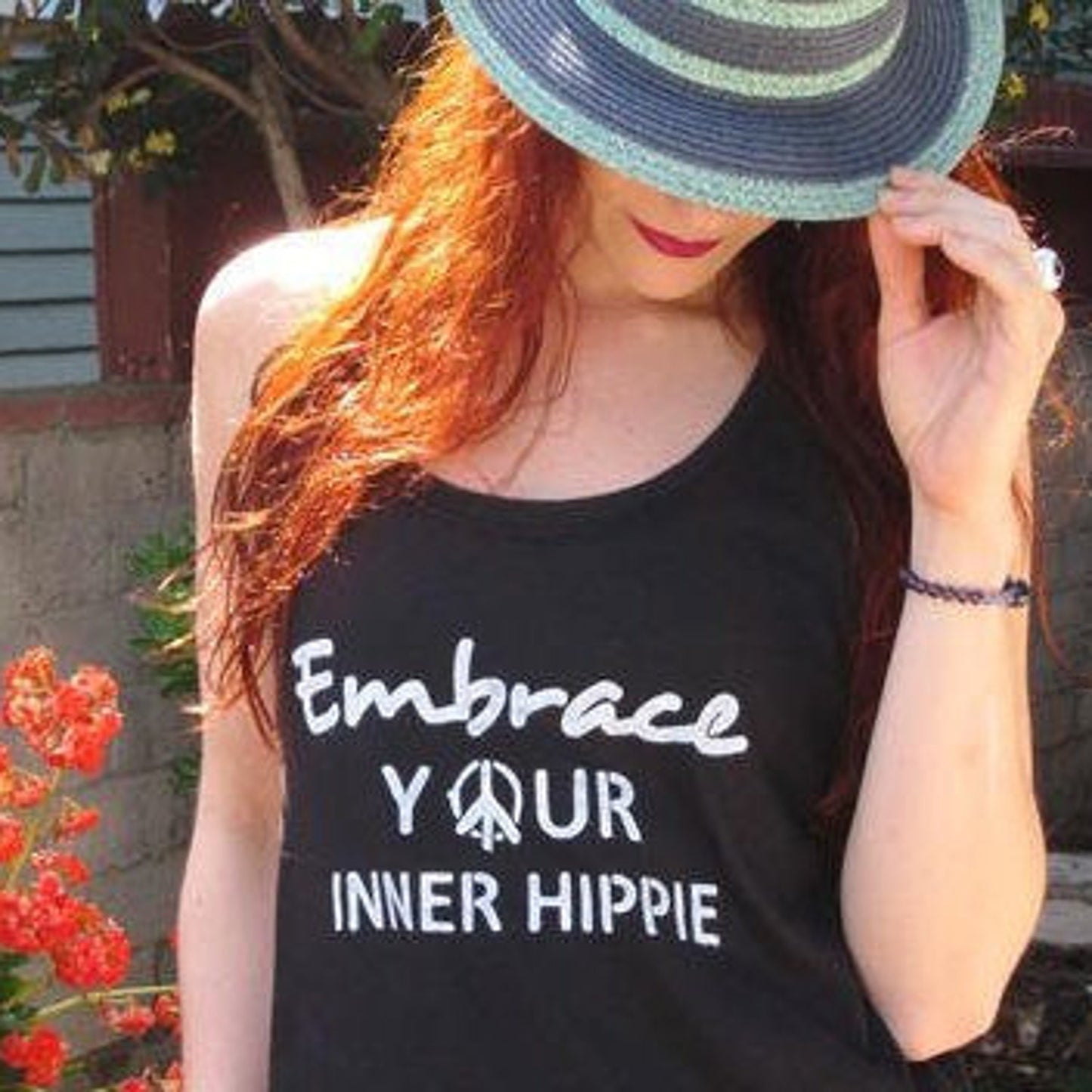 Hippie Graphic Tee Peace Sign Tank Top Women's | Shirt Graphic Yoga Inspirational Boho Quote T shirt Tee