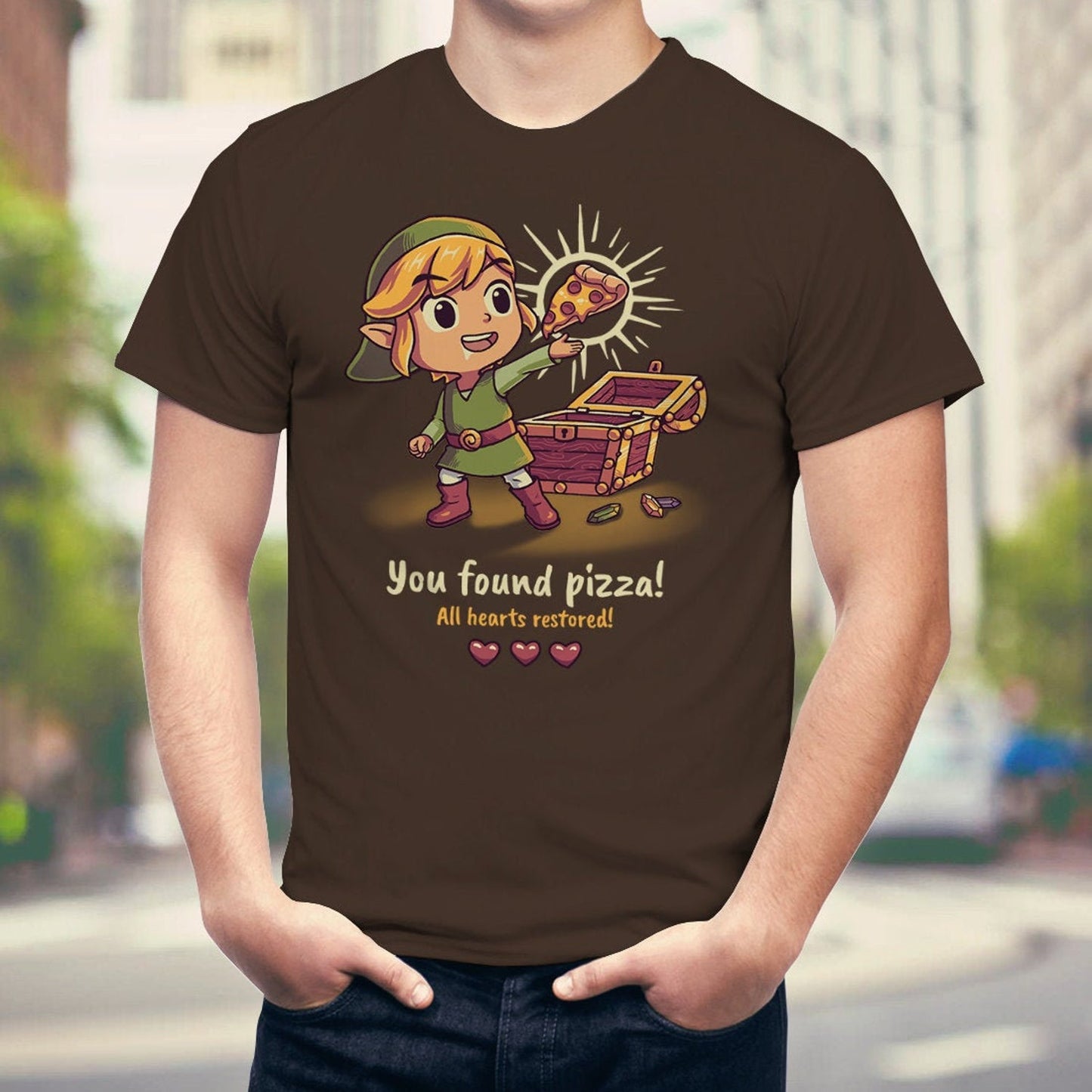 You Found Pizza All Hearts Restored T-Shirt // Cute & Funny Gaming Shirt // Toon Link Tee // Windwaker // RPG // Zelda // BotW // Triforce
