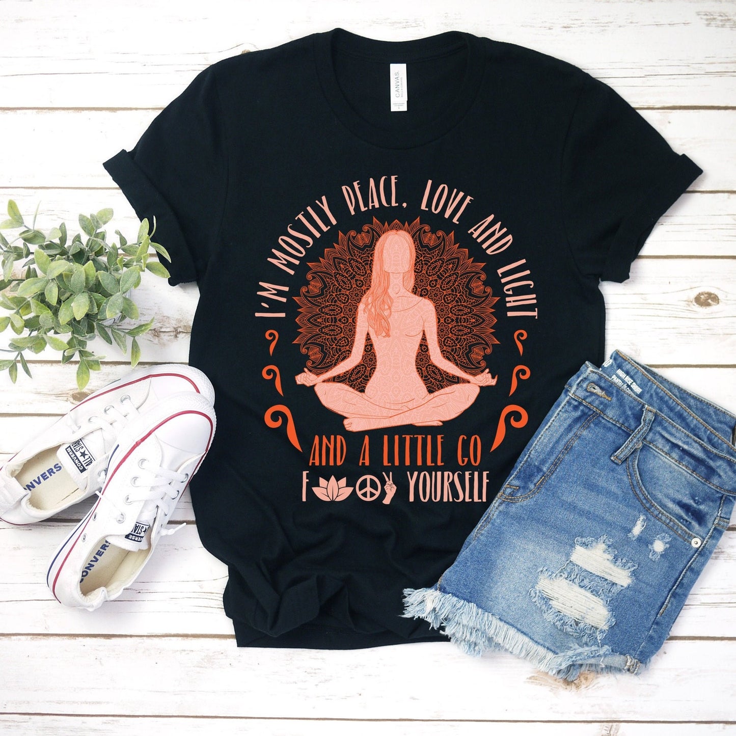 I'm Mostly Peace Love Light Yoga Shirt Tank Top Namaste Funny Lover Teacher Birthday Present Tee