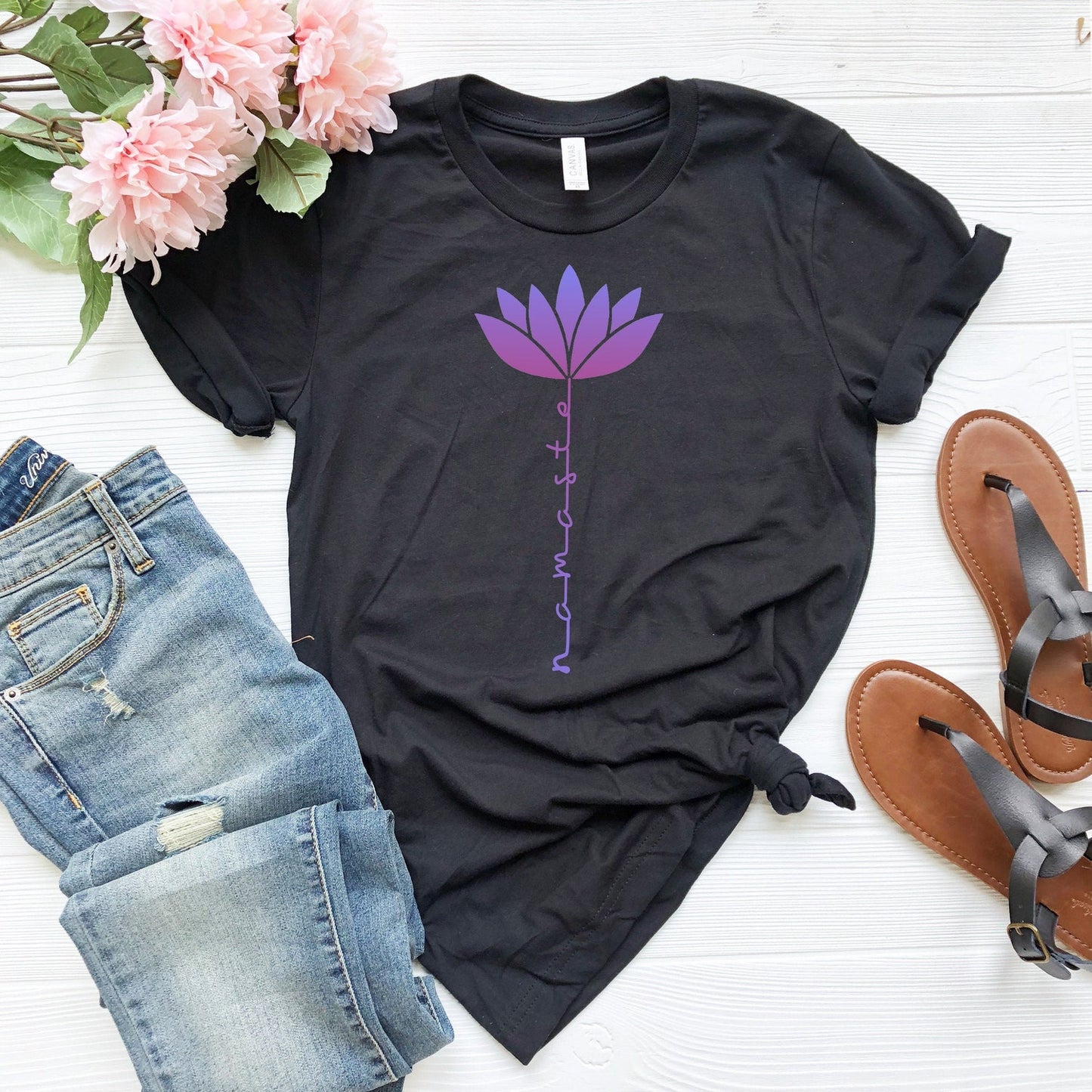 Namaste Shirt: Lotus flower, Namaste yoga tee, Yogini gift, Meditation tshirt Gift