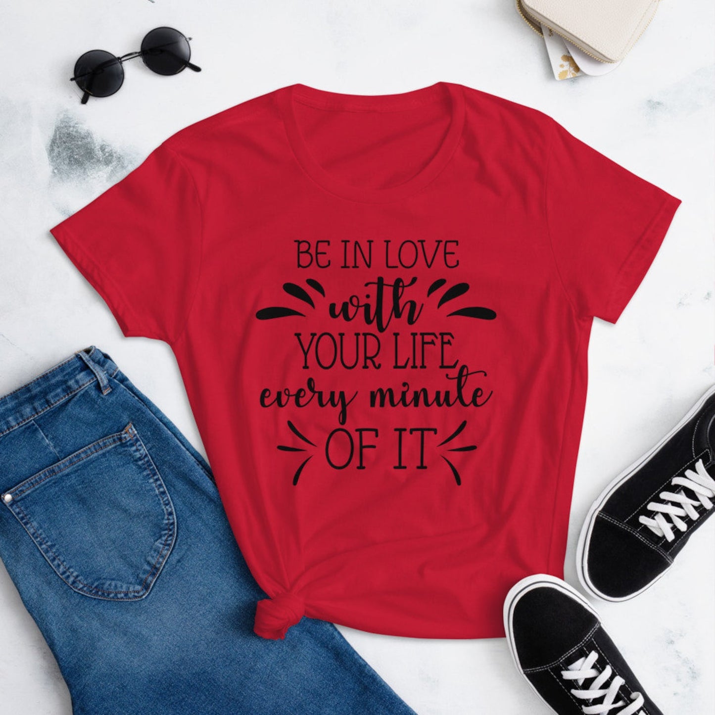 Be In Love With Your Life T-Shirt | Love Quote Power Yoga Meditation Positive Quotes Gift Her Tee