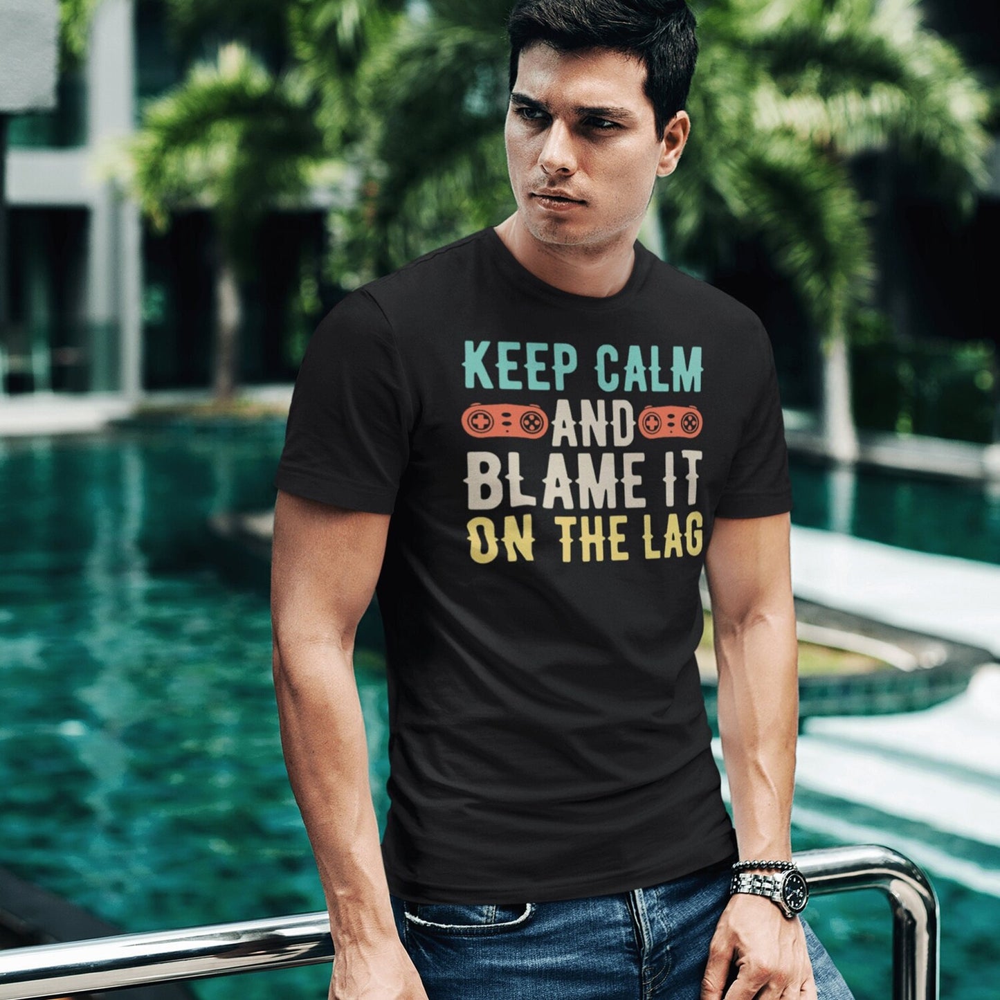 Keep Calm Blame The Lag T-Shirt | Funny Gamer Gift | Video Game Apparel