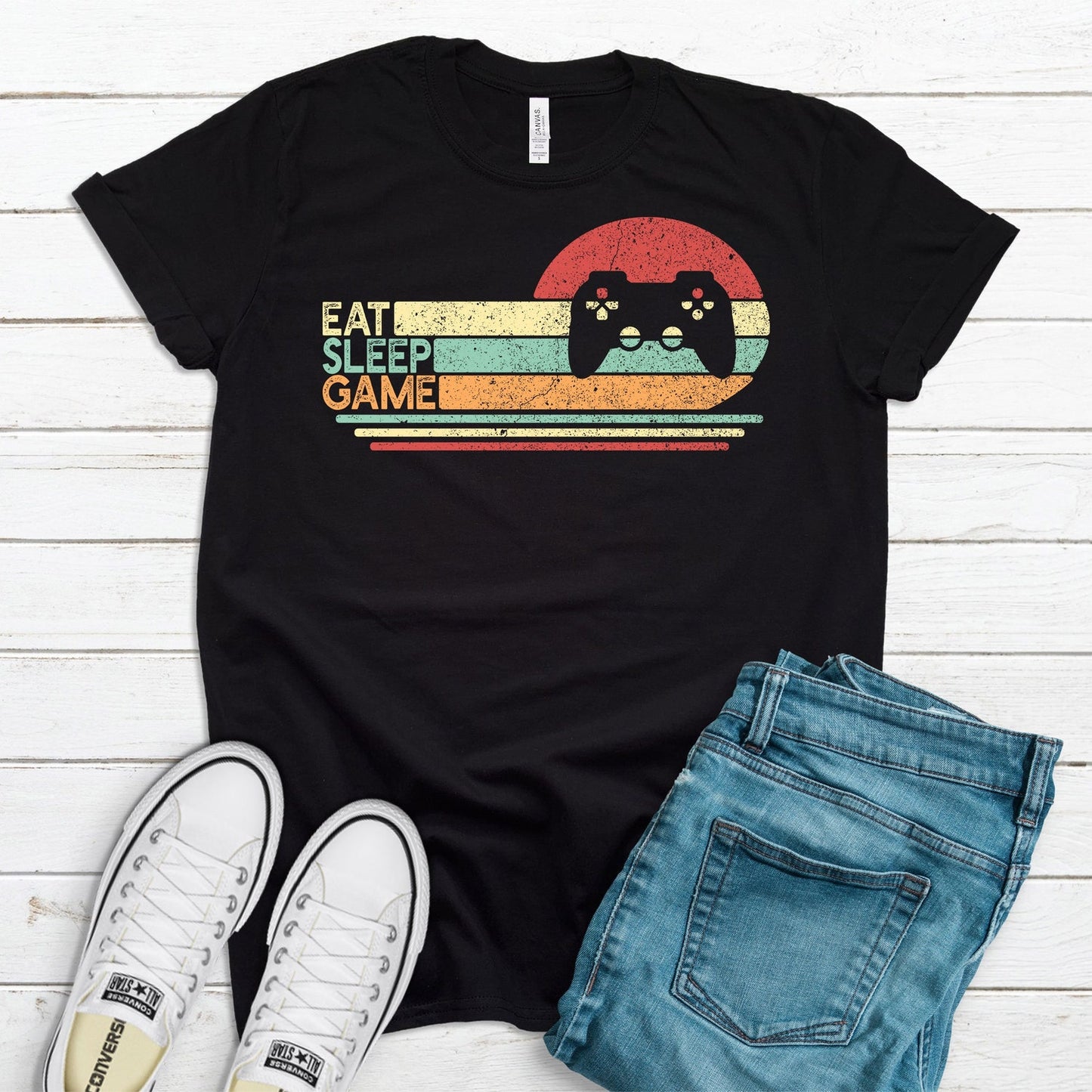 Eat Sleep Game T-shirt | Funny Video Game Player Shirt | Gamer Dad Tshirt