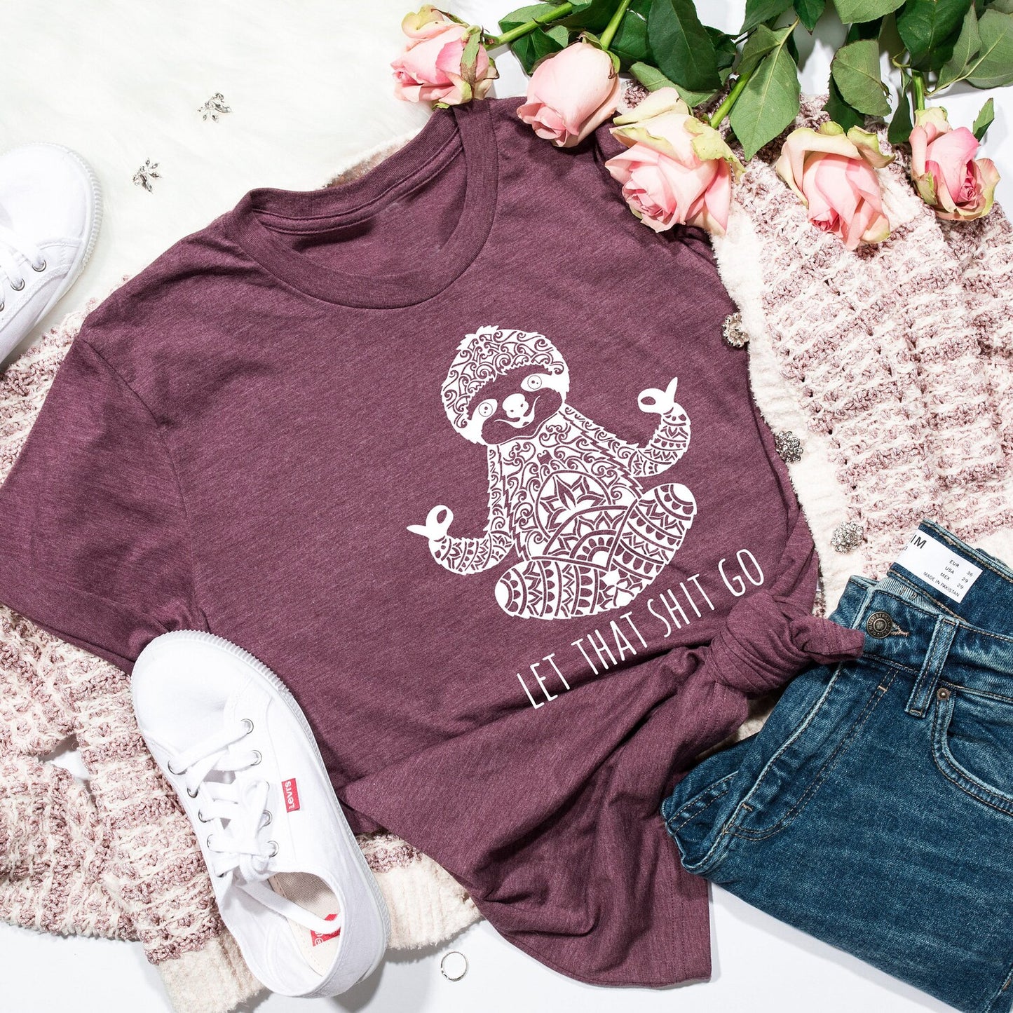 Let That Shit Go Shirt: Meditation Shirt, Yoga Relaxing Shirt Namaste T-Shirt Gift