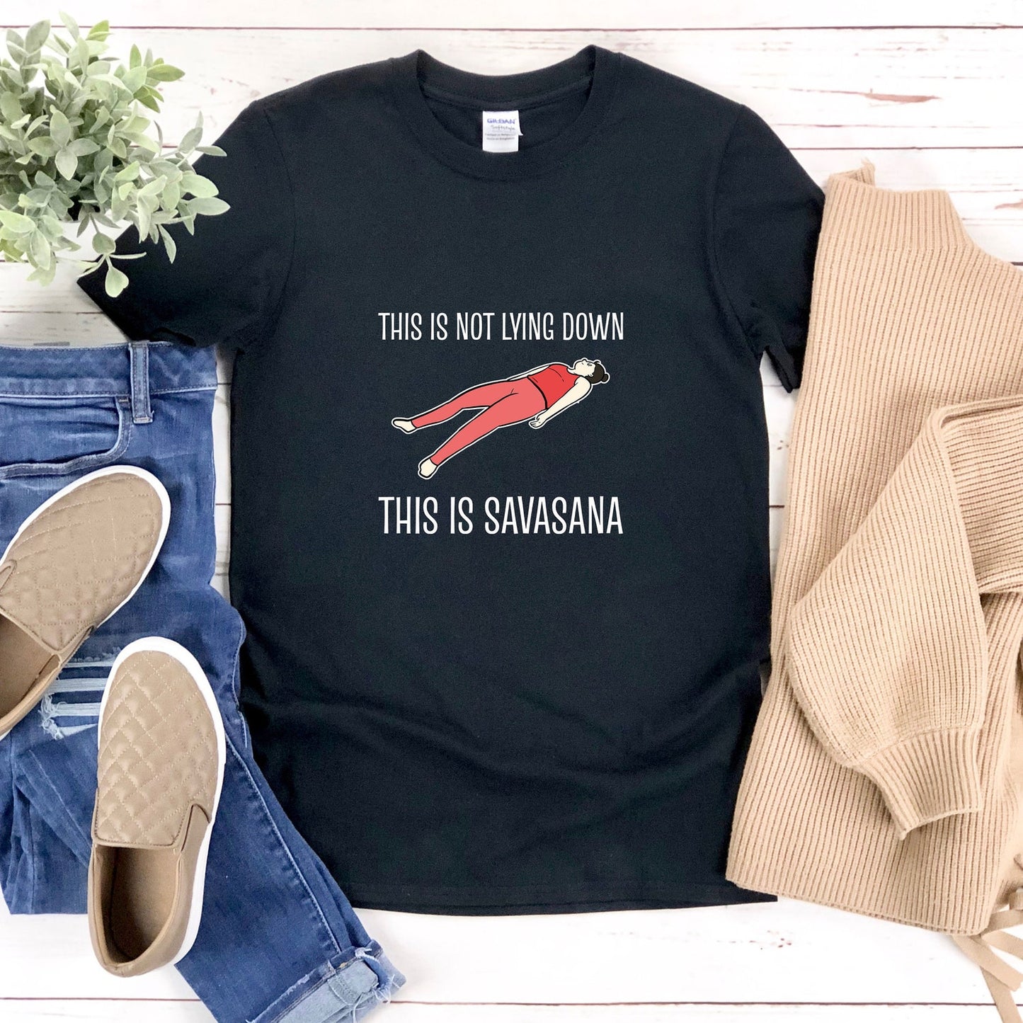 Funny Yoga Savasana Shirt for Women | This Is Not Lying Down This Is Savasana | Workout Top