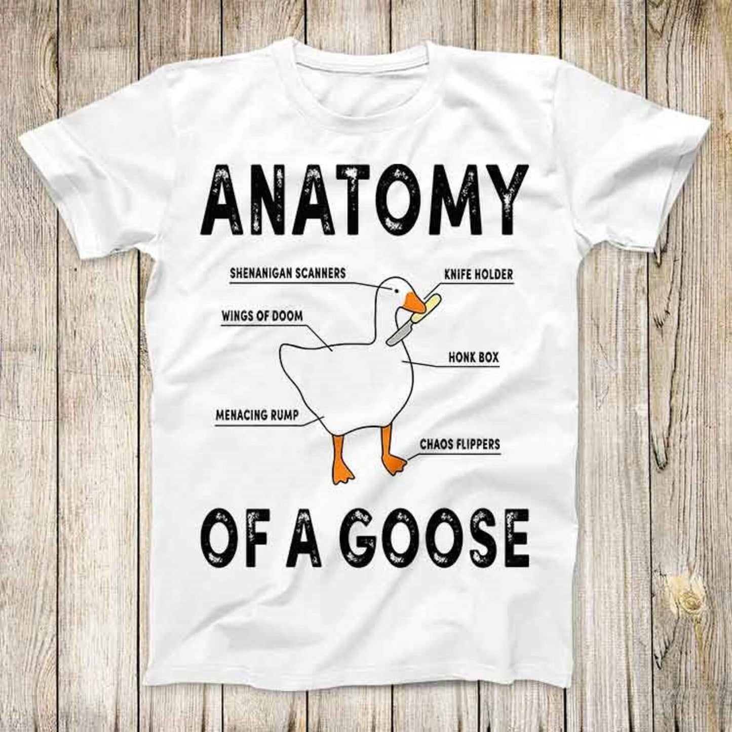 Anatomy of A Goose T-Shirt | Funny Duck Graphic Gaming Top Tee | Cute Gift For Men & Women