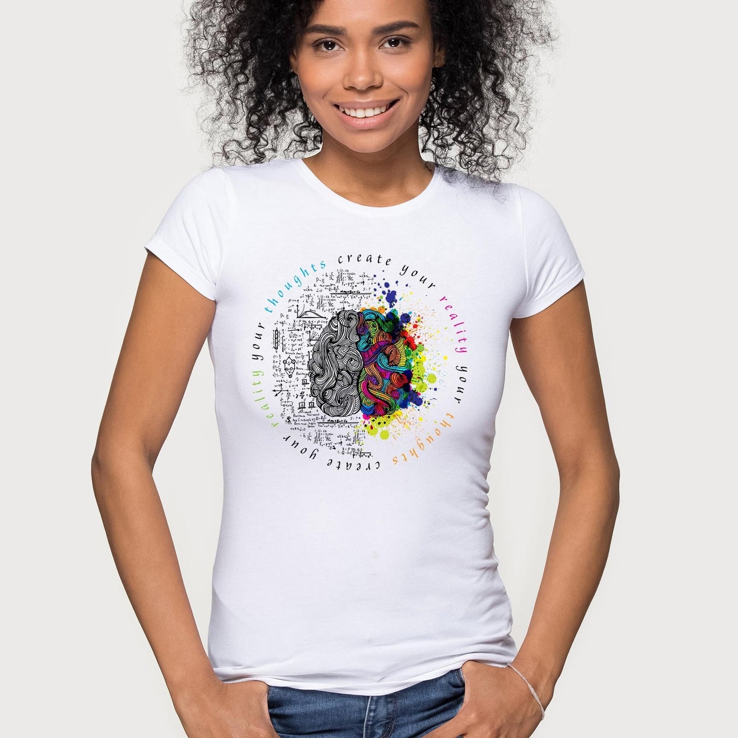 Inspirational Shirt Thoughts Create Reality Motivational Mindfulness Positive Thinking Manifestation Uplifting Trendy Heavy Cotton Tee